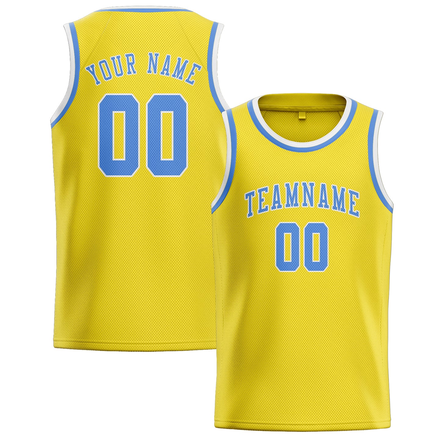 Custom Light Yellow Light Blue Basketball Jersey