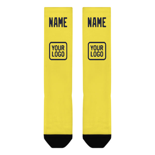 Custom Light Yellow Navy Knee-High Sock