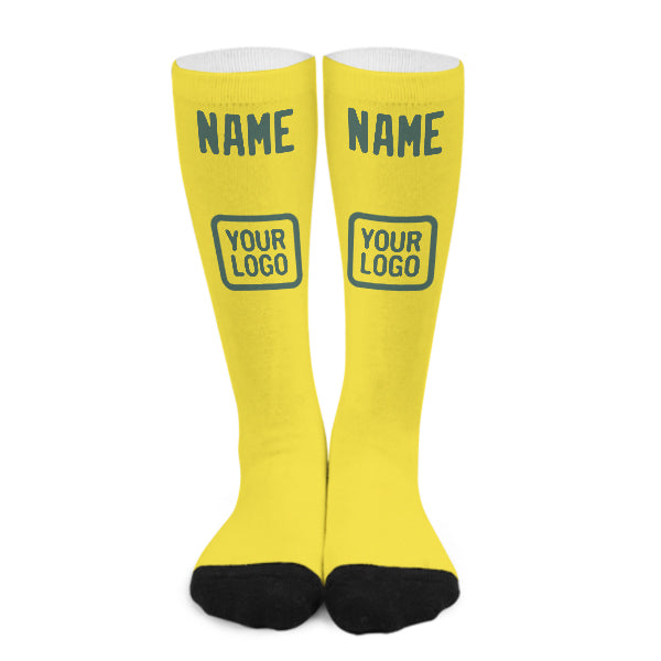 Custom Light Yellow Blue Green Knee-High Sock