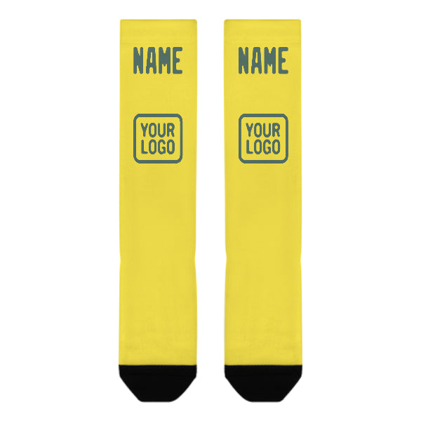 Custom Light Yellow Blue Green Knee-High Sock