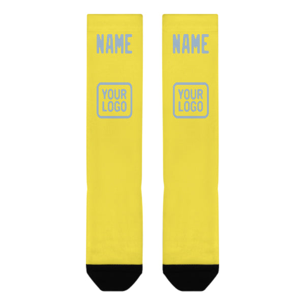Custom Light Yellow Light Blue Knee-High Sock