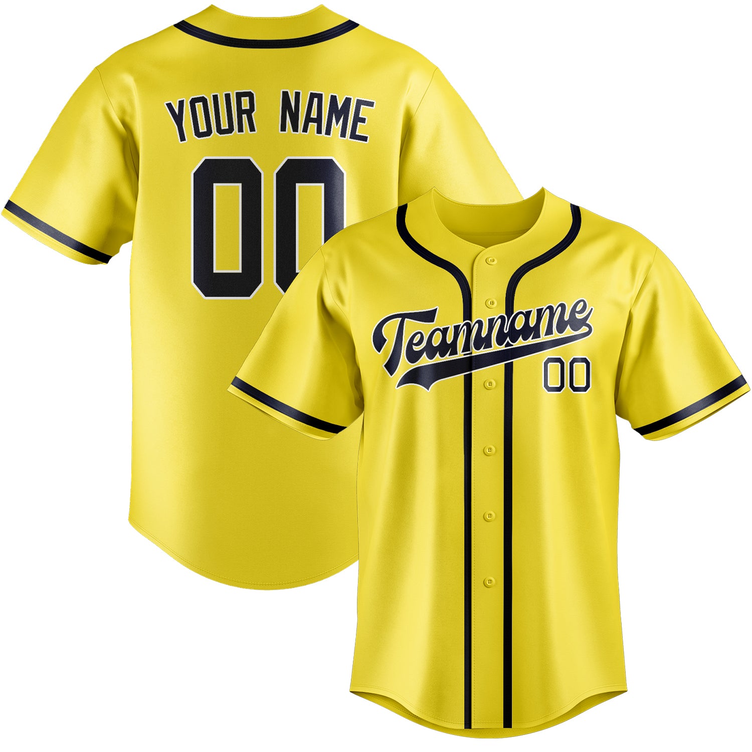 Custom Light Yellow Navy Baseball Jersey