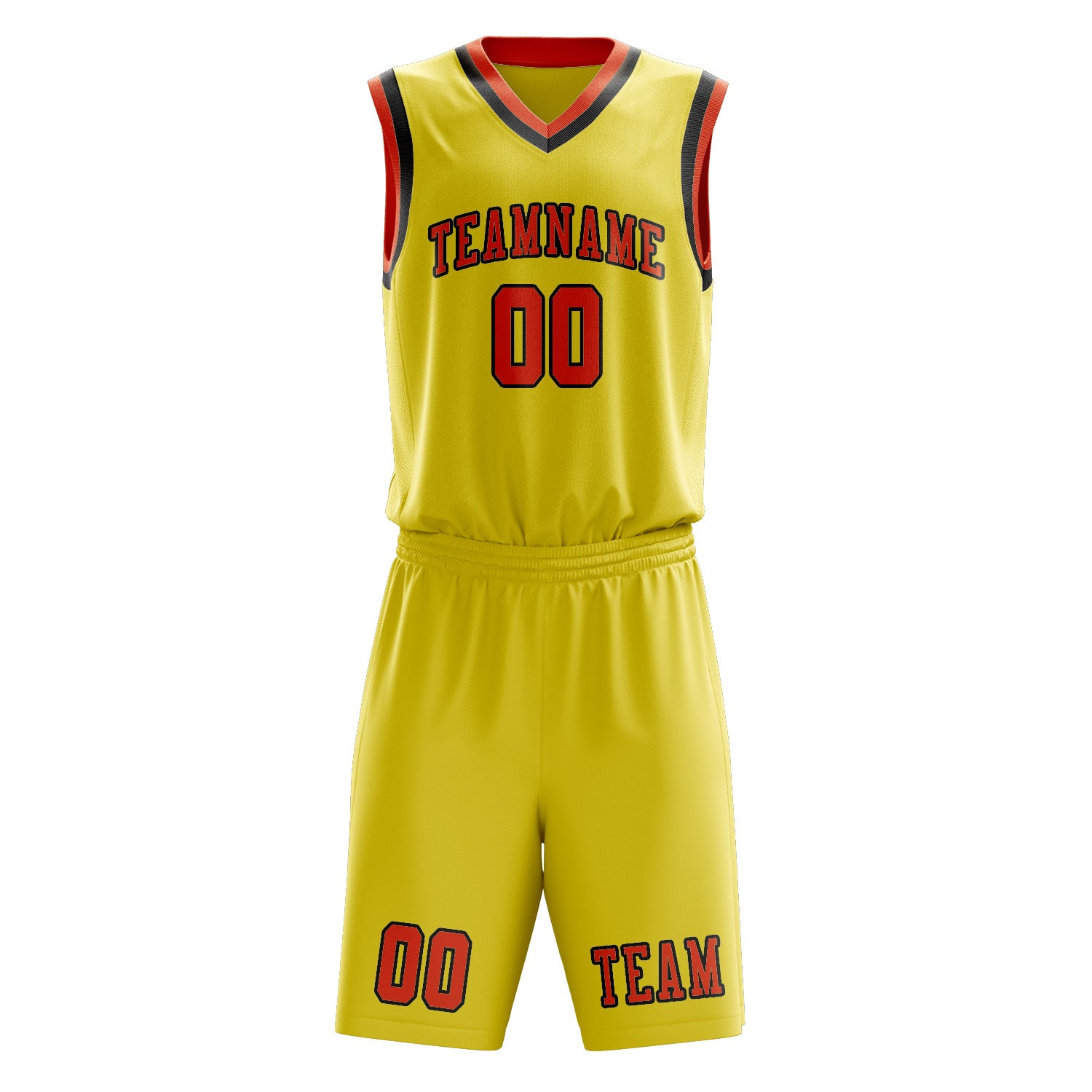 Custom Light Yellow Orange Red Basketball Set