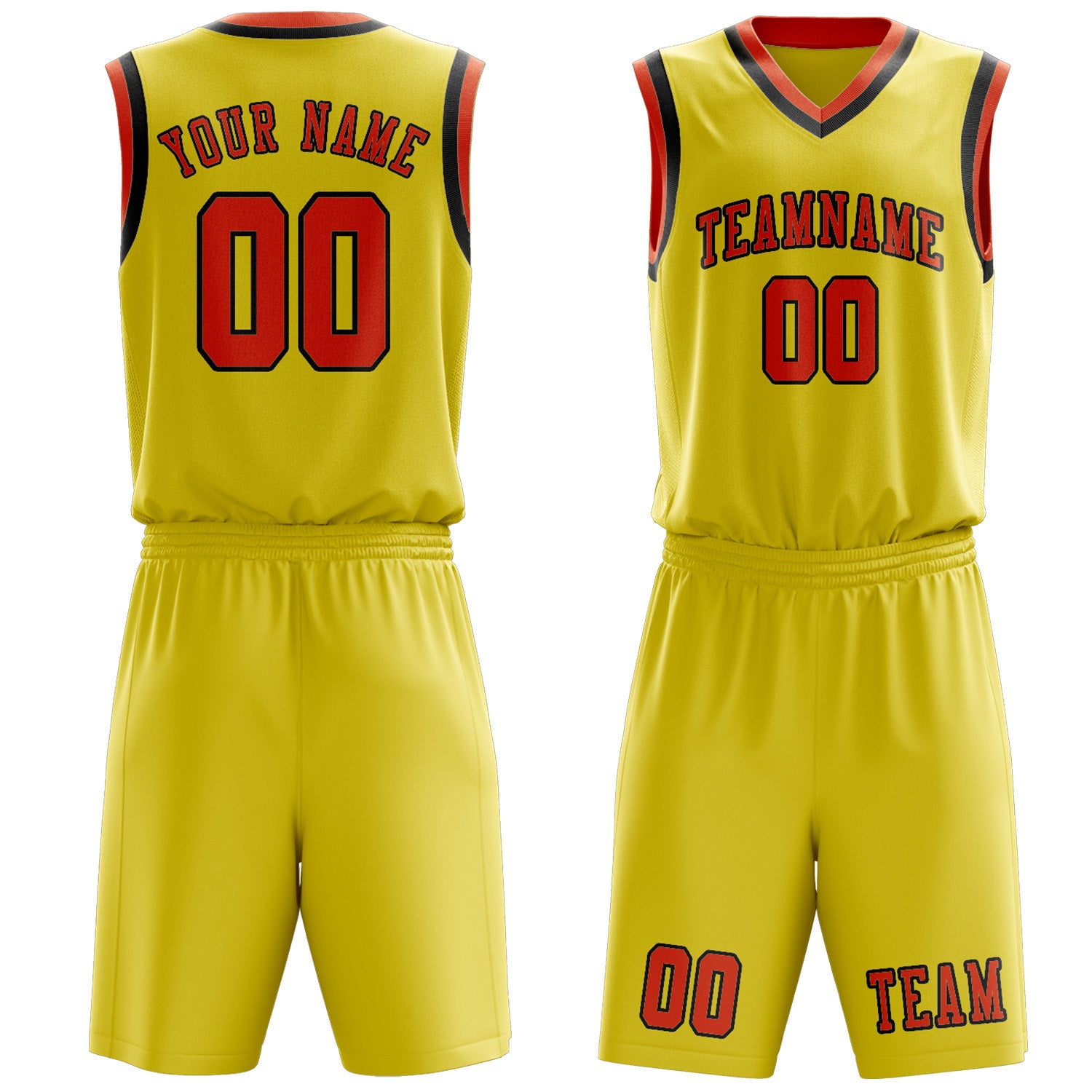 Custom Light Yellow Orange Red Basketball Set