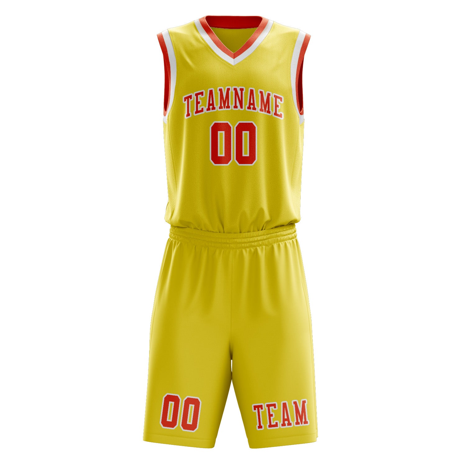 Custom Light Yellow Orange Red Basketball Set