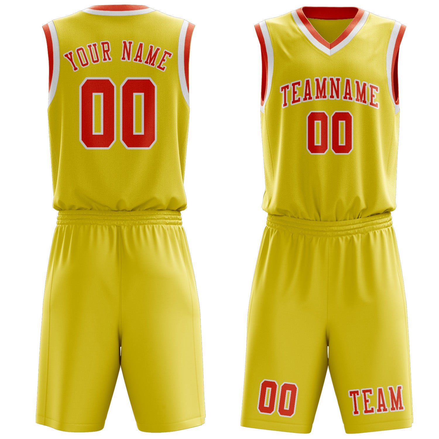 Custom Light Yellow Orange Red Basketball Set