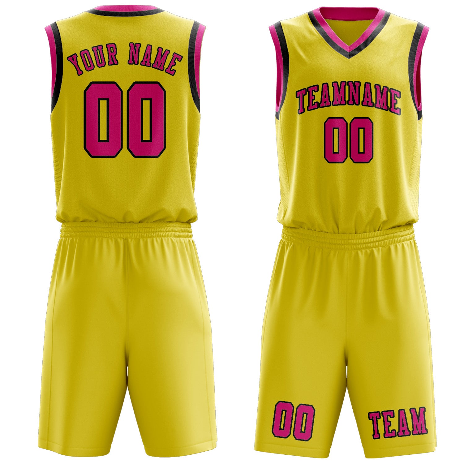 Custom Light Yellow Pink Basketball Set
