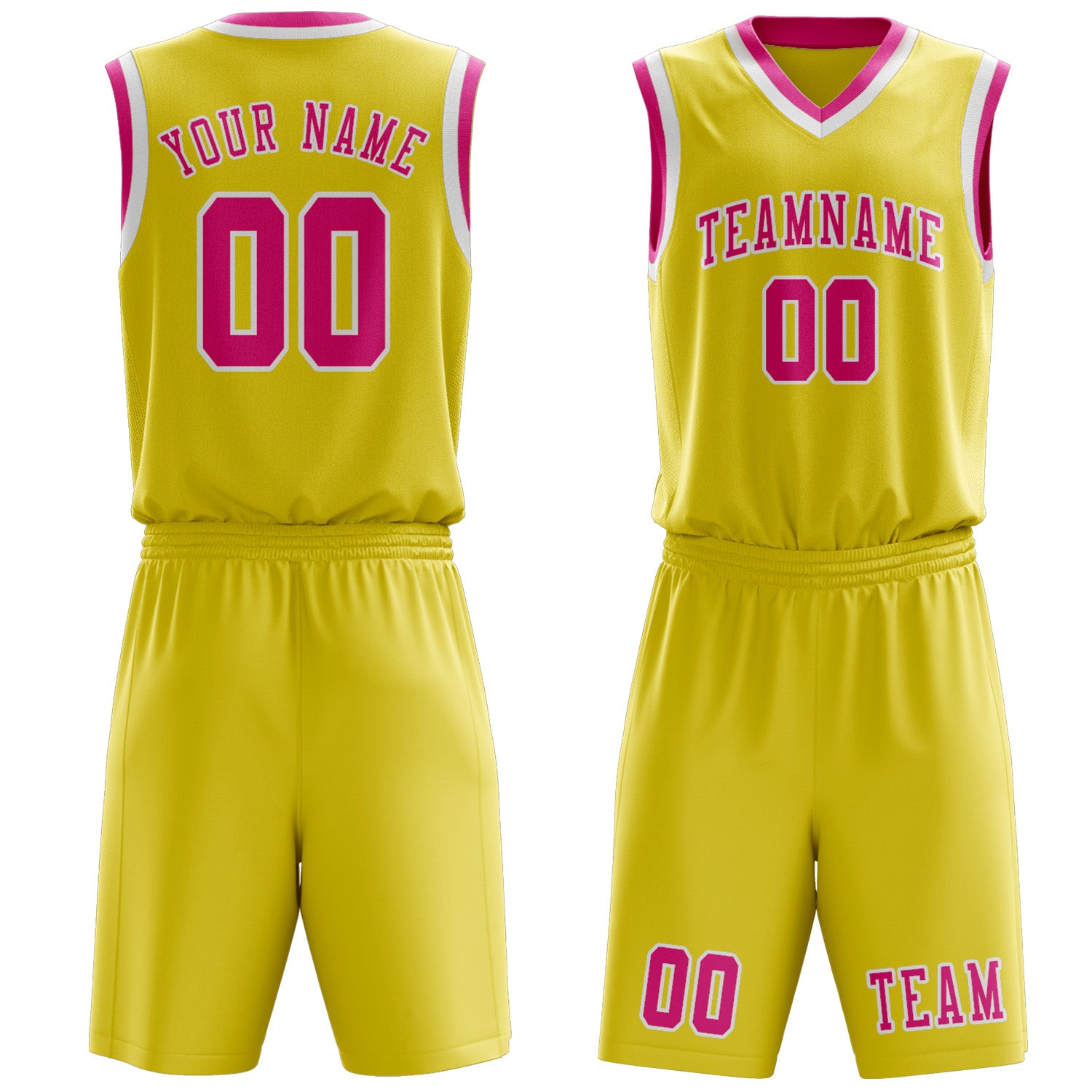 Custom Light Yellow Pink Basketball Set