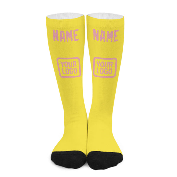 Custom Light Yellow Light Pink Knee-High Sock