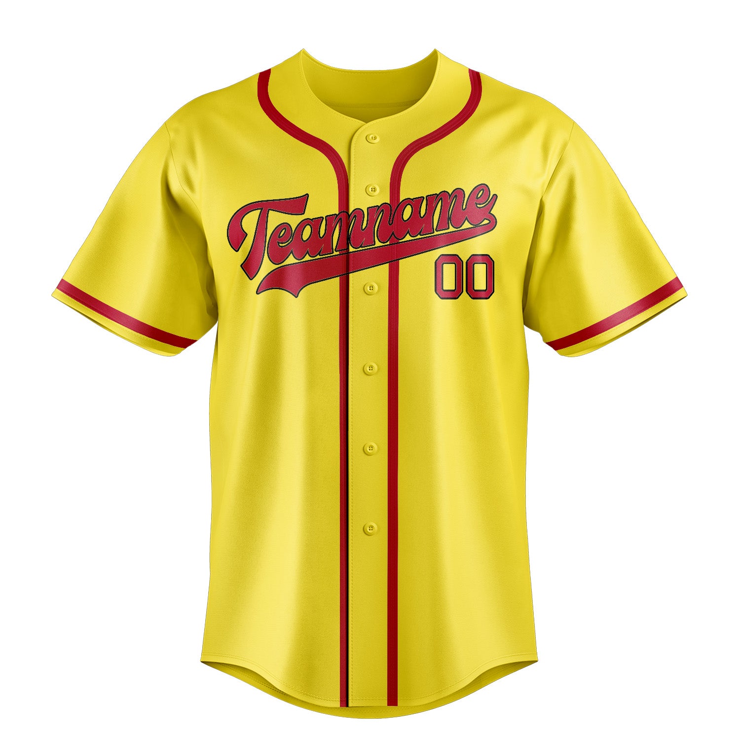 Custom Light Yellow Red Baseball Jersey