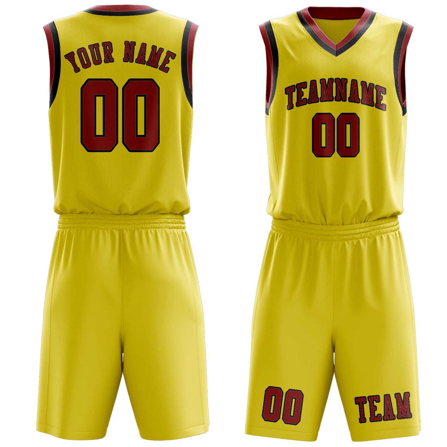 Custom Light Yellow Red Basketball Set