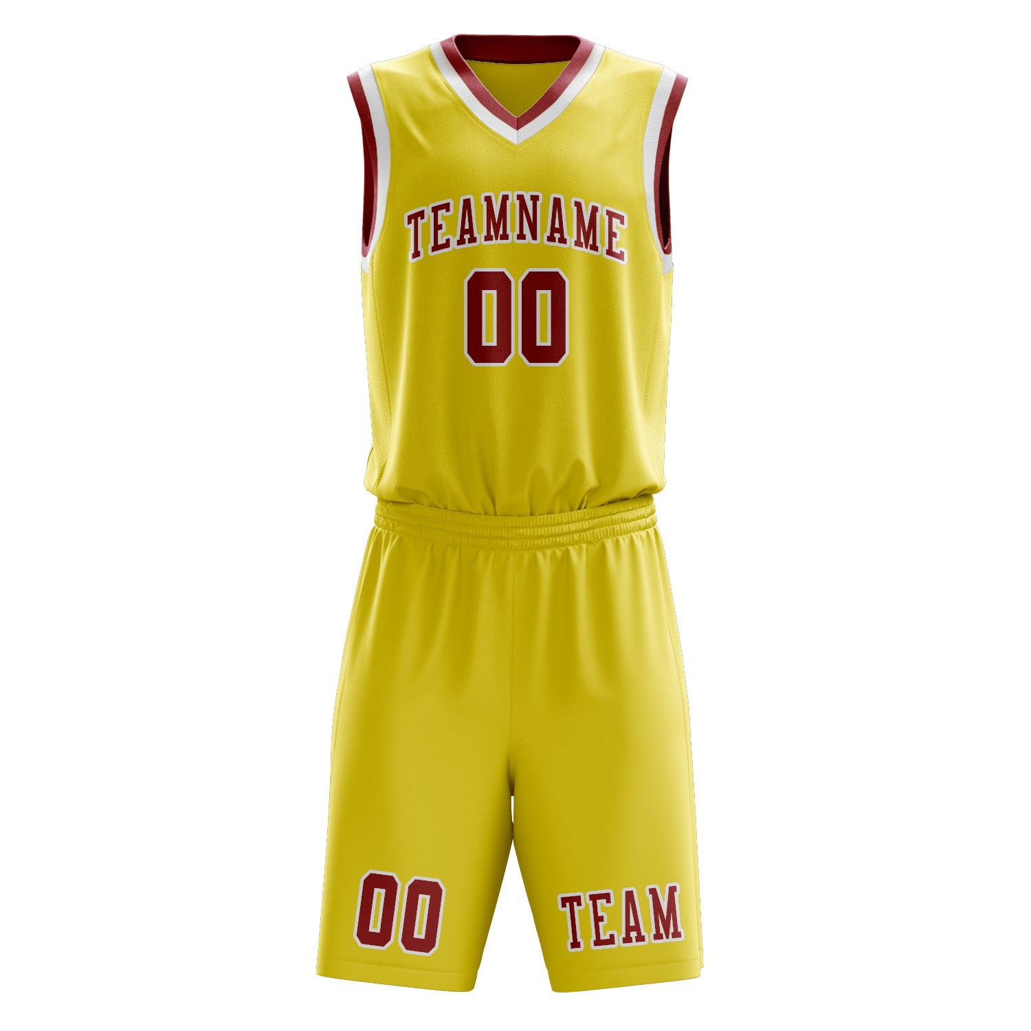 Custom Light Yellow Red Basketball Set