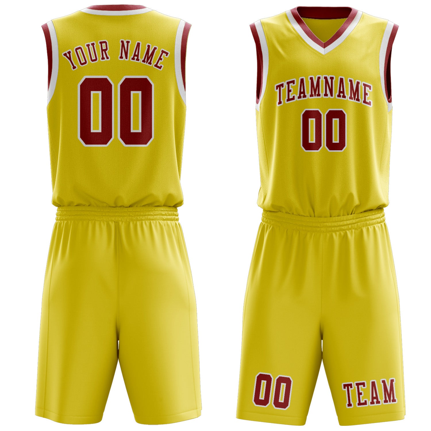Custom Light Yellow Red Basketball Set