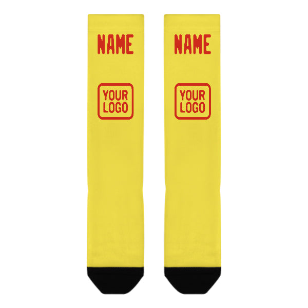 Custom Light Yellow Orange Red Knee-High Sock