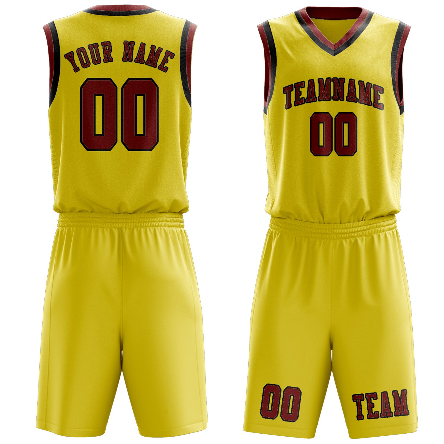 Custom Light Yellow Coral Red Basketball Set