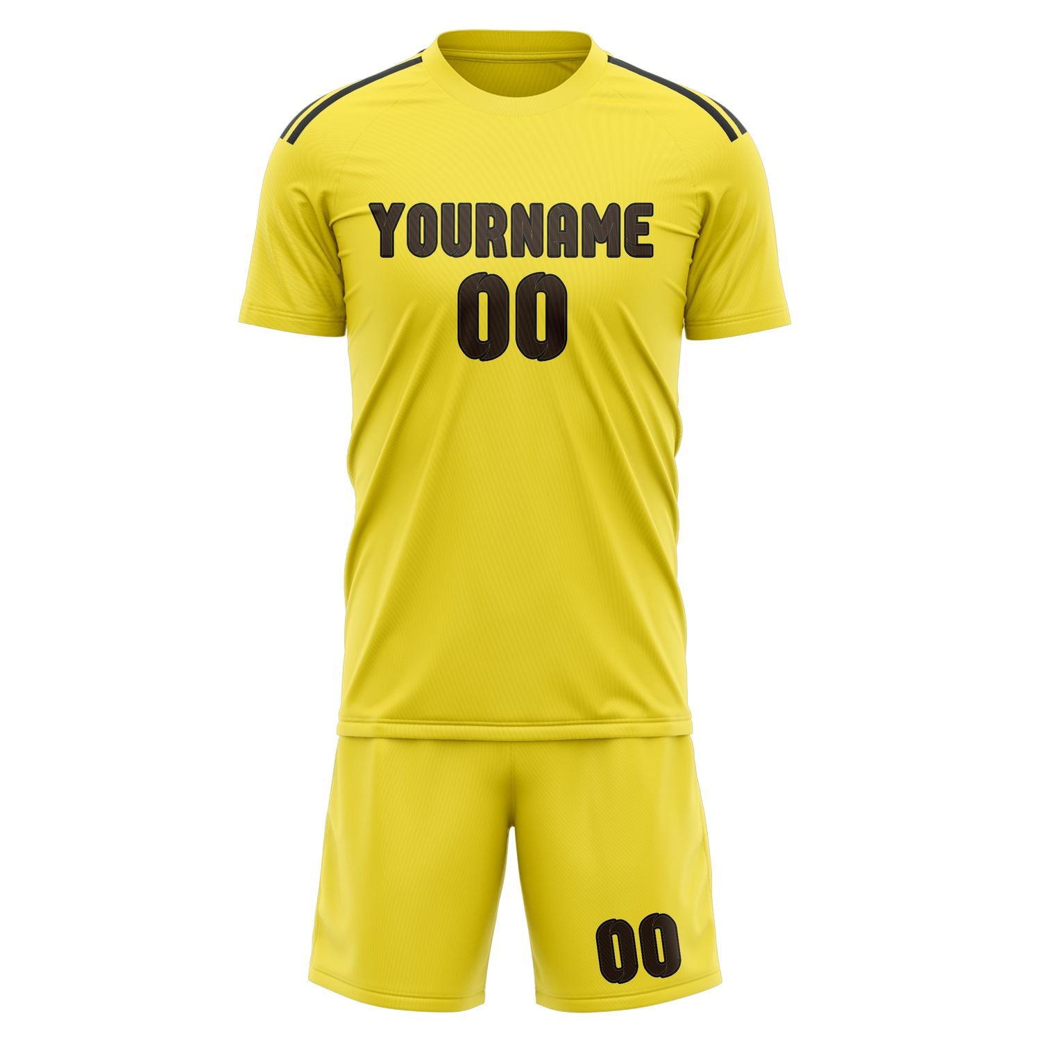 Custom Light Yellow Brown Soccer Set