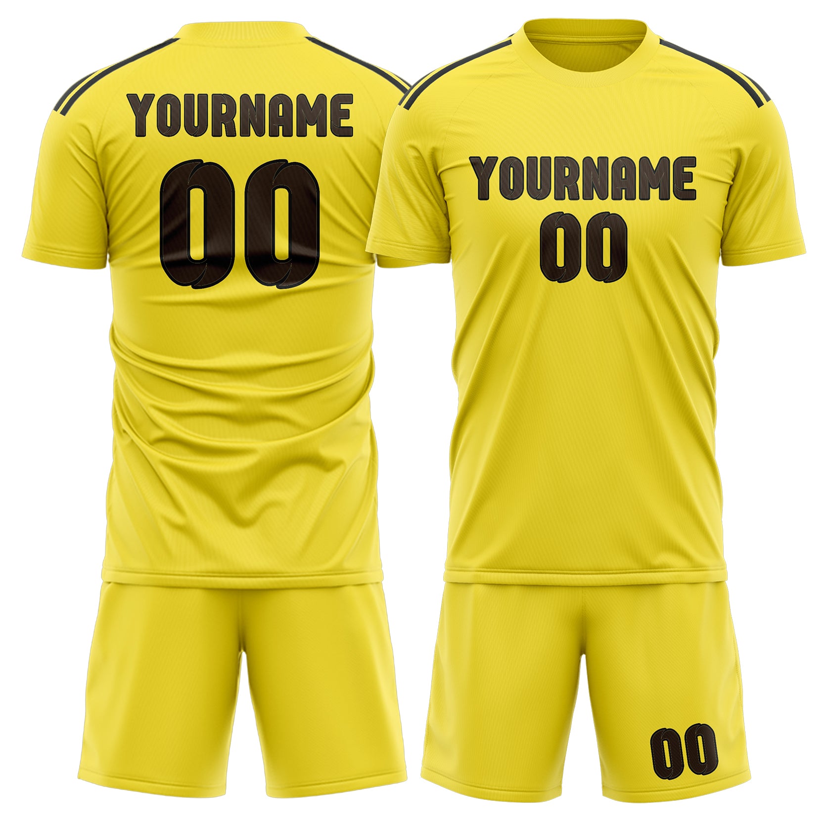 Custom Light Yellow Brown Soccer Set