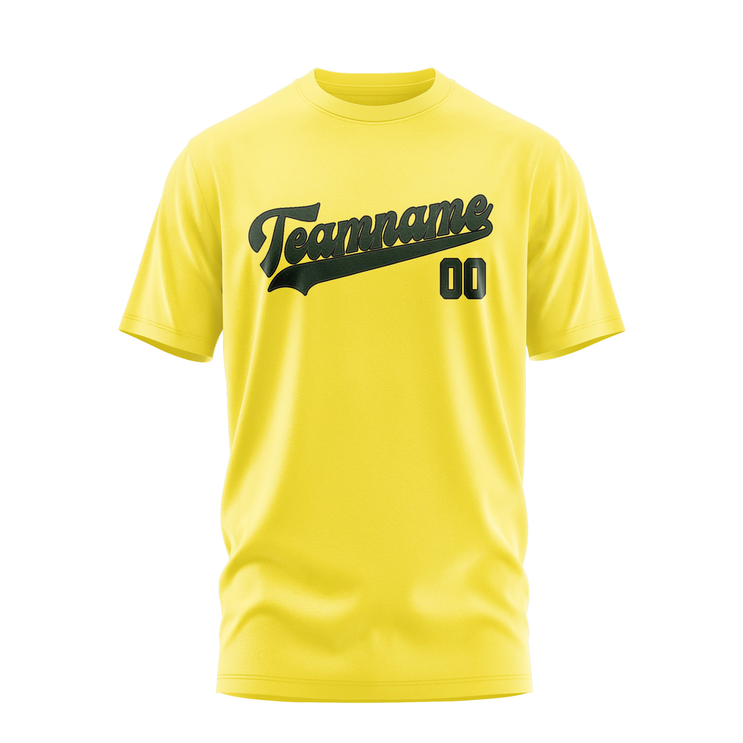 Custom Light Yellow Dark Green T-Shirt