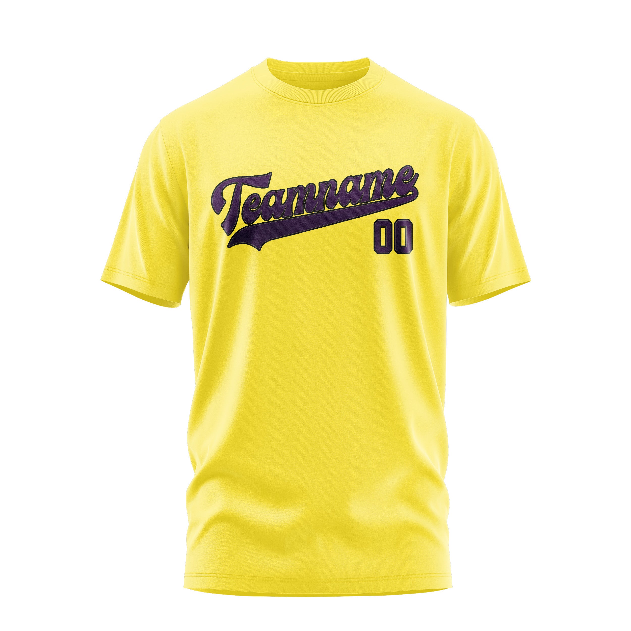Custom Light Yellow Purple T-Shirt