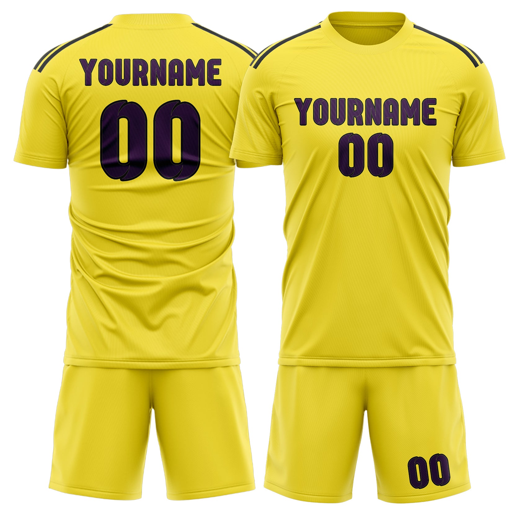 Custom Light Yellow Purple Soccer Set