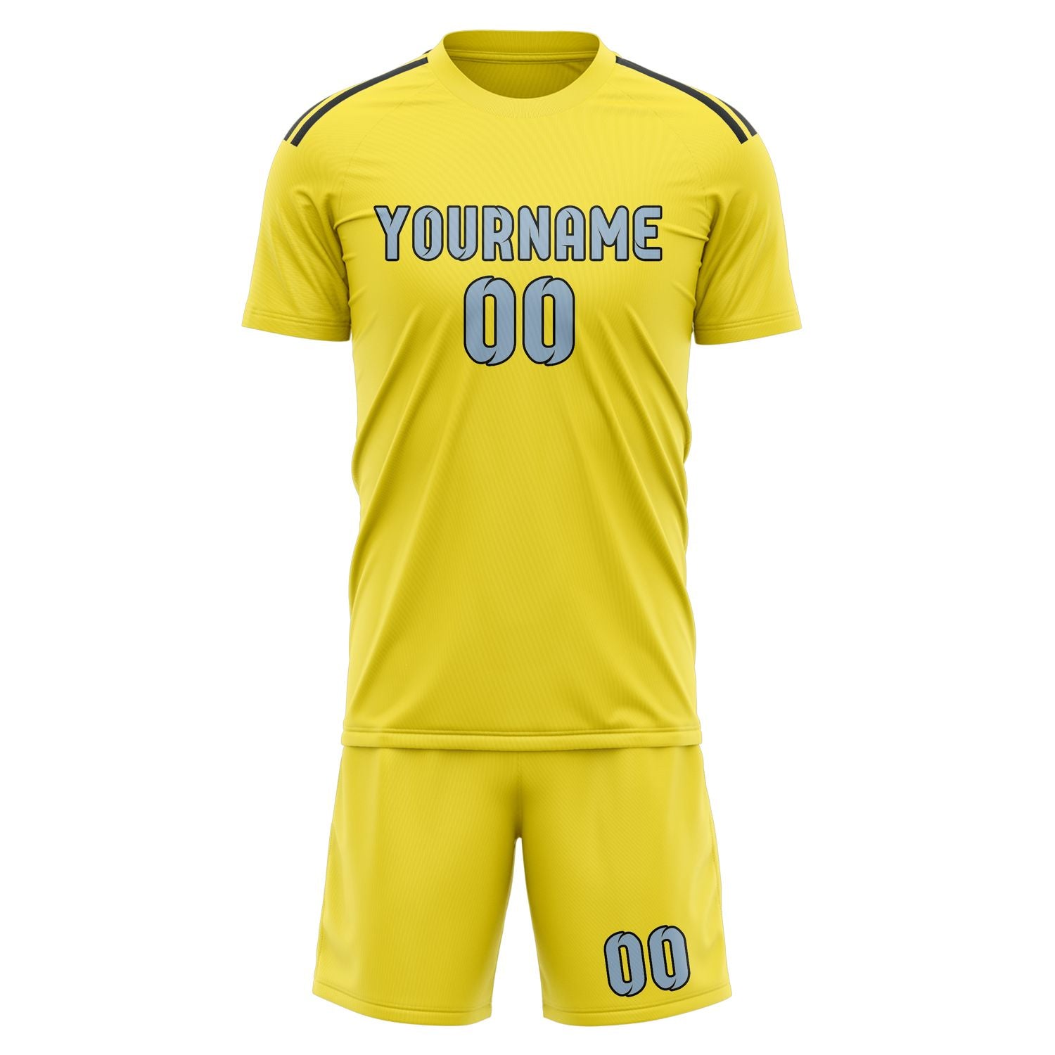 Custom Light Yellow Light Blue Soccer Set