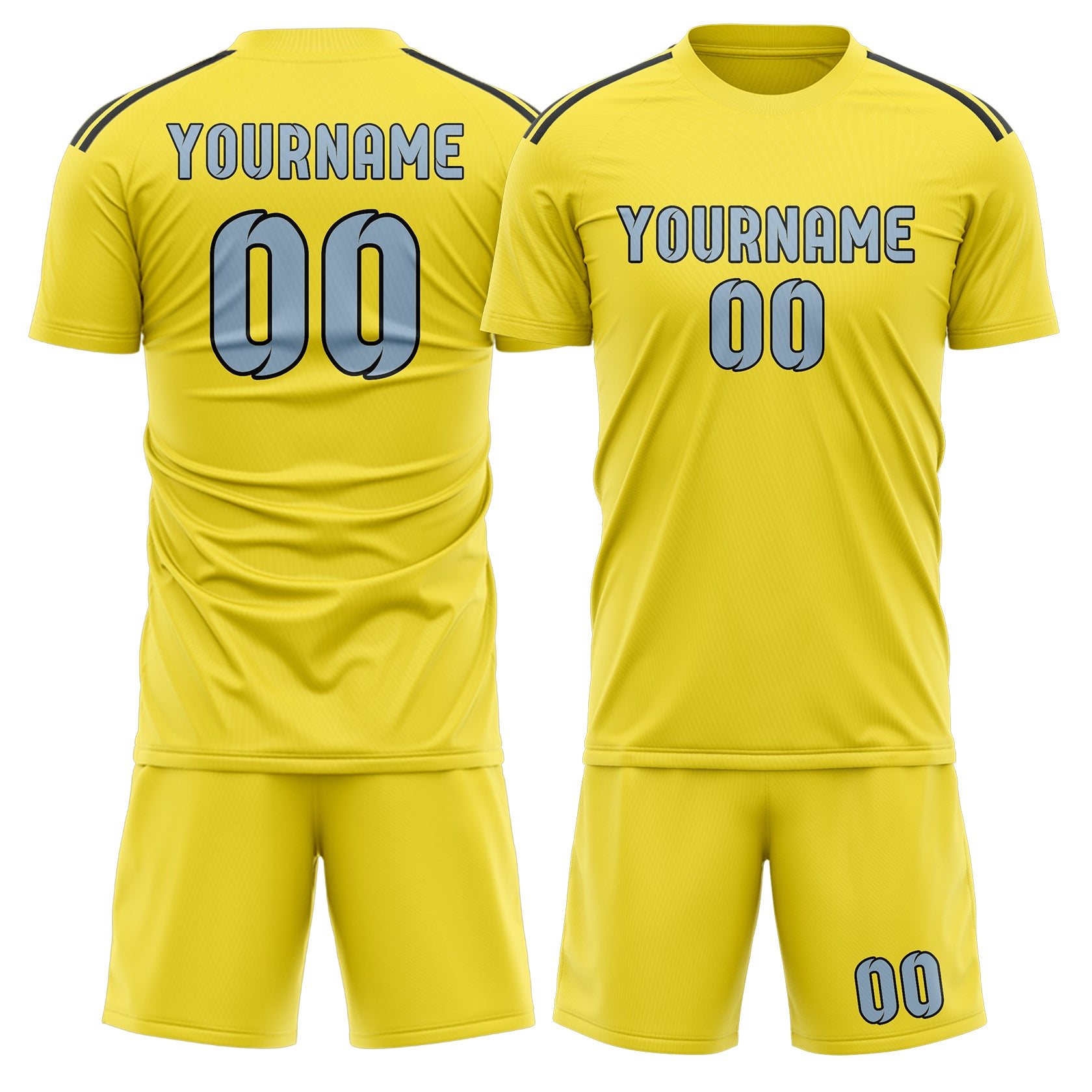 Custom Light Yellow Light Blue Soccer Set