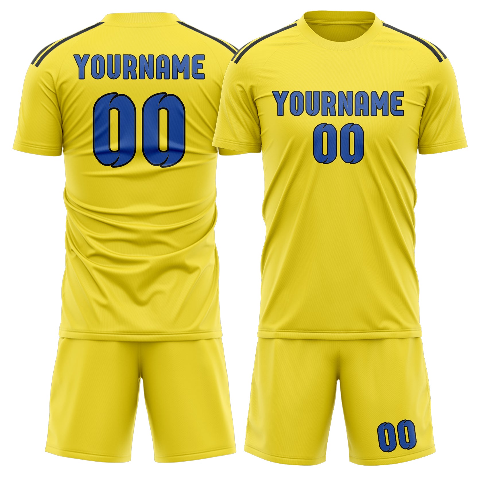 Custom Light Yellow Sky Blue Soccer Set