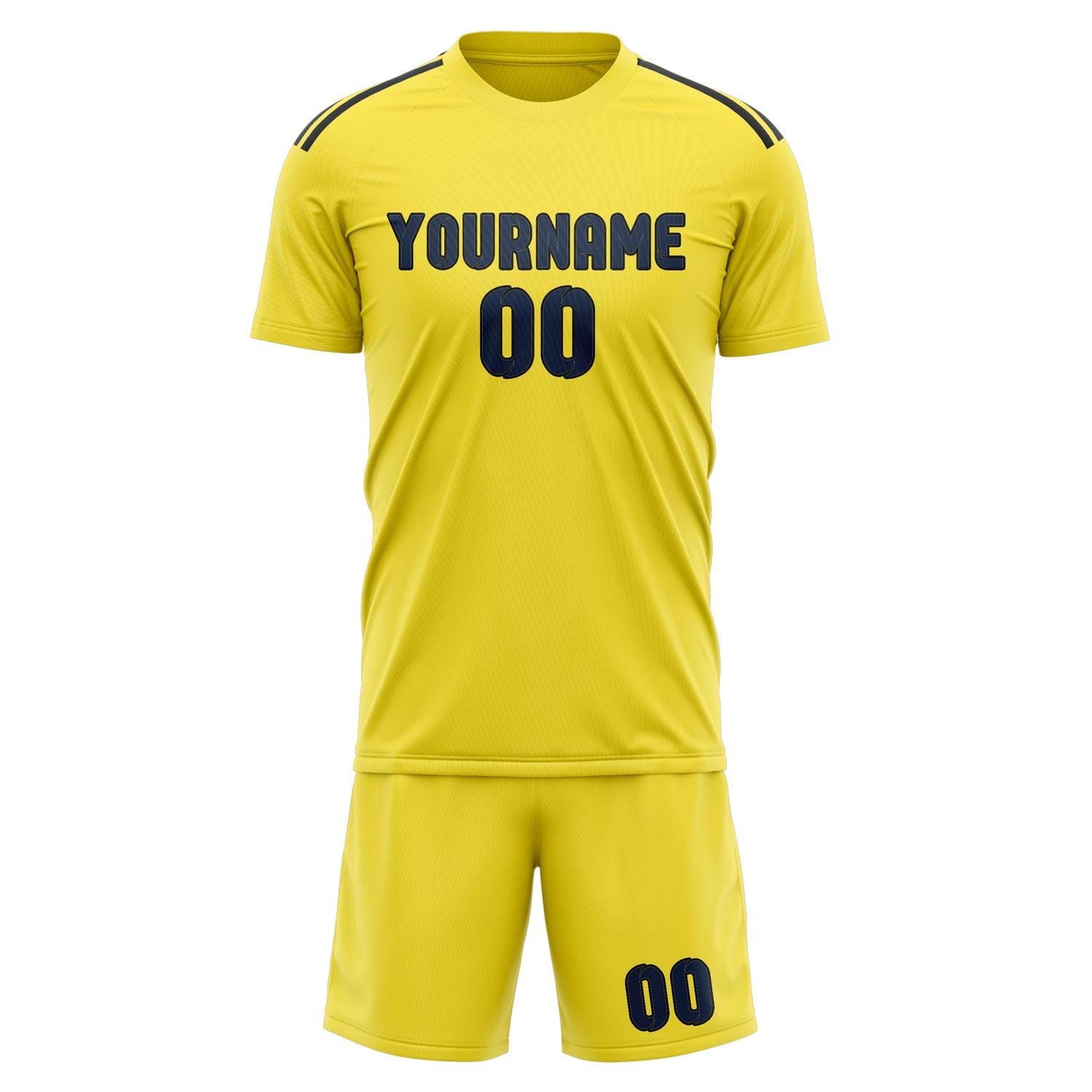 Custom Light Yellow Blue Soccer Set