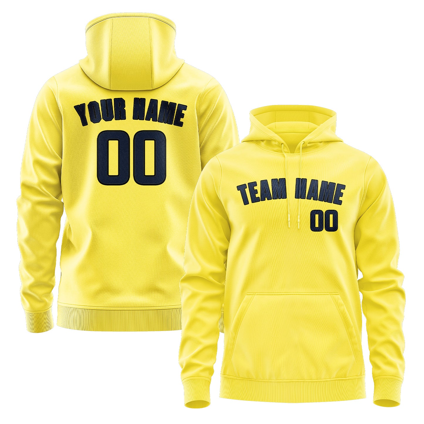 Custom Light Yellow Blue Hoodie