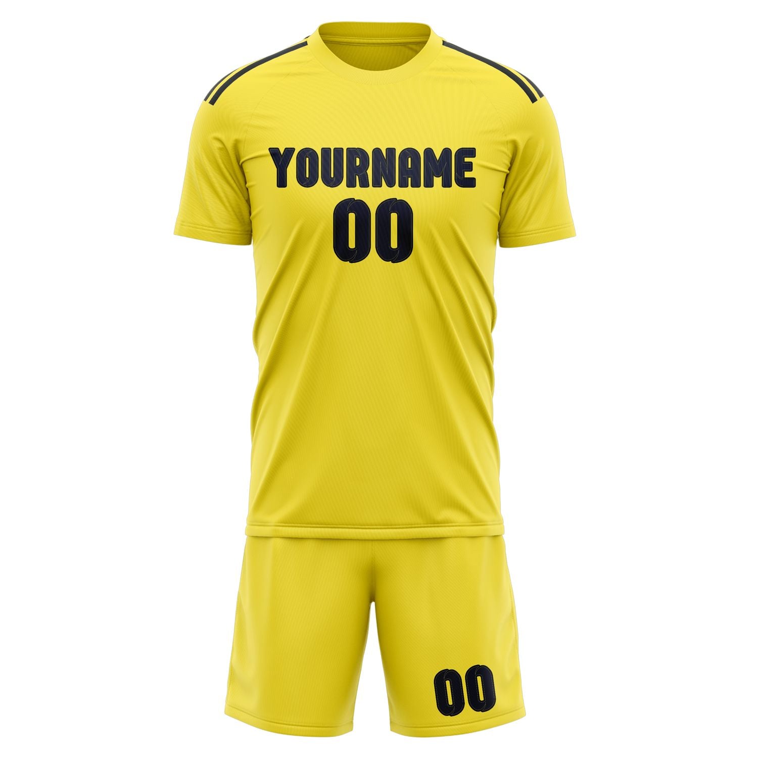 Custom Light Yellow Navy Soccer Set