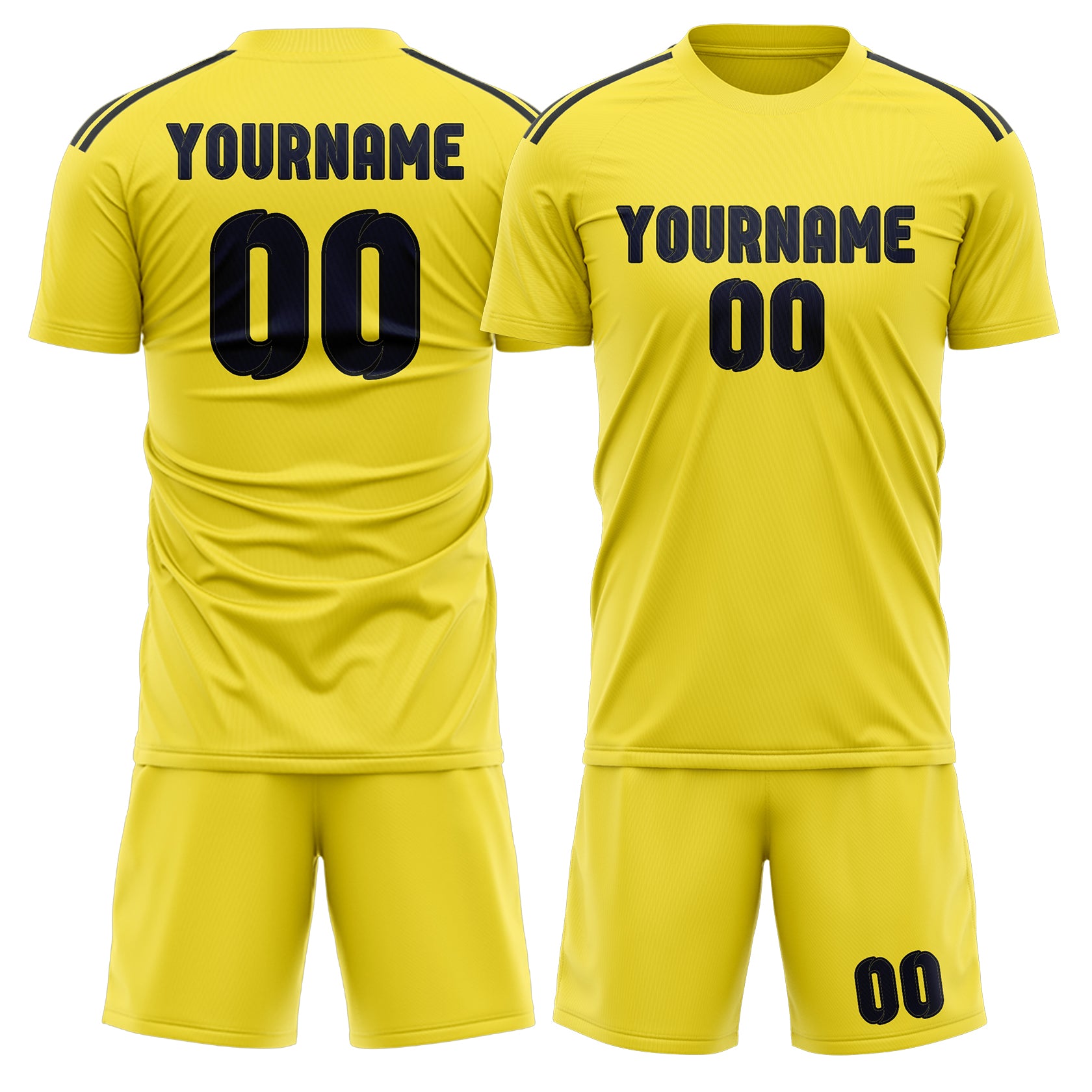 Custom Light Yellow Navy Soccer Set