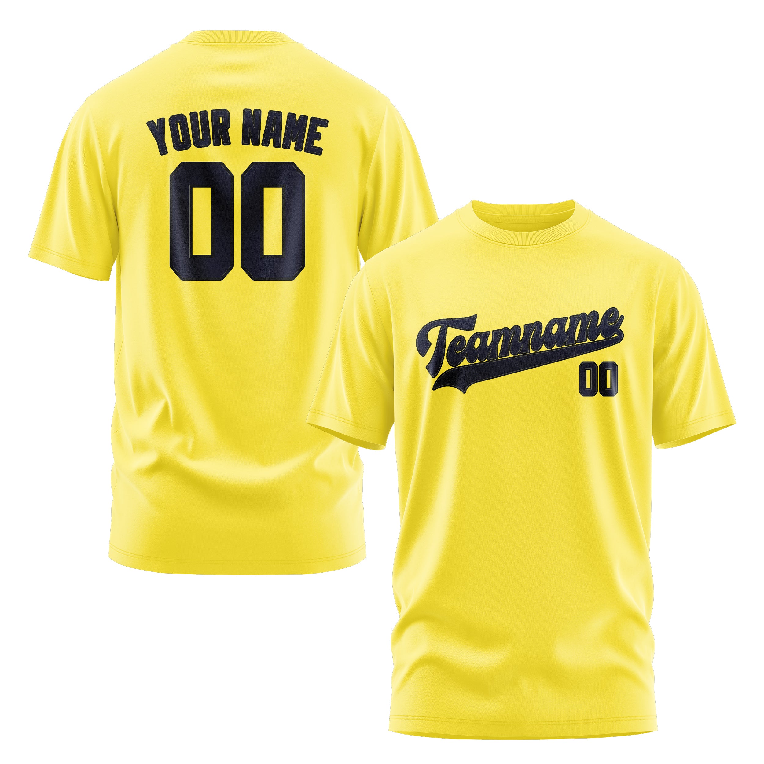 Custom Light Yellow Navy T-Shirt