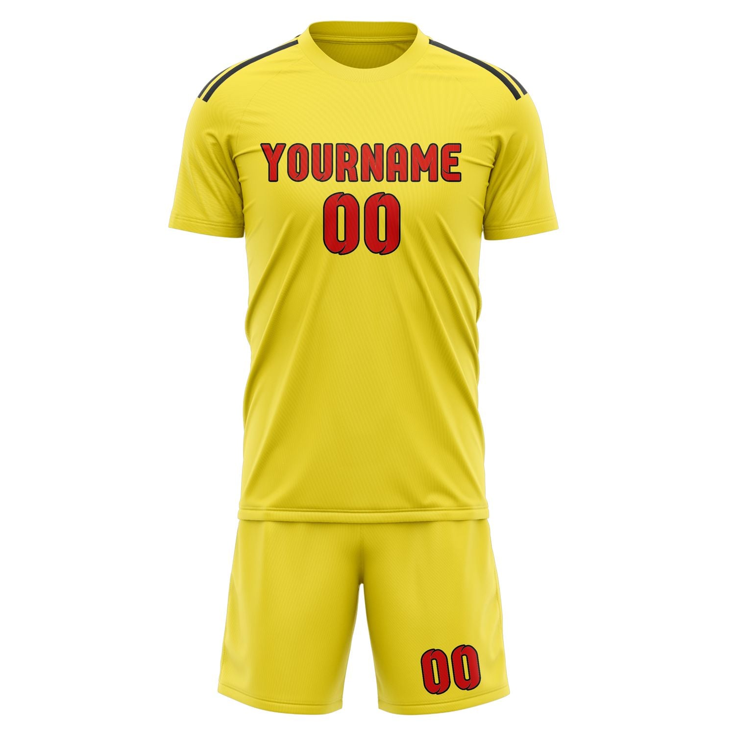 Custom Light Yellow Orange Red Soccer Set