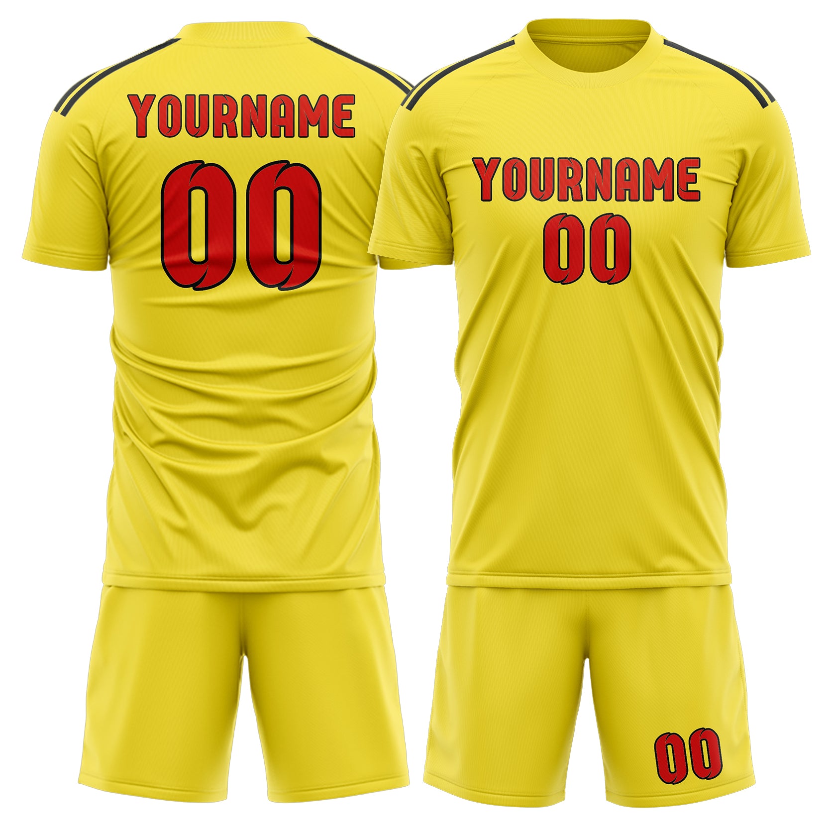 Custom Light Yellow Orange Red Soccer Set