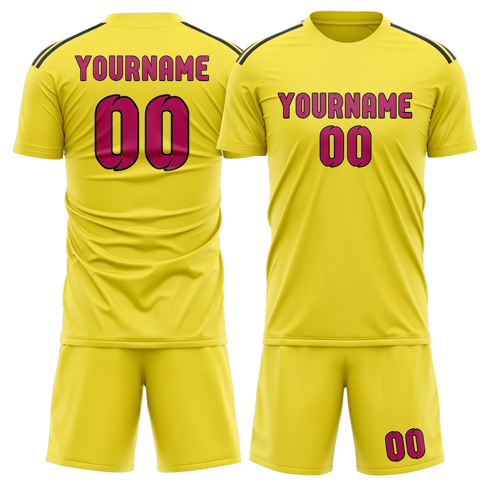 Custom Light Yellow Pink Soccer Set