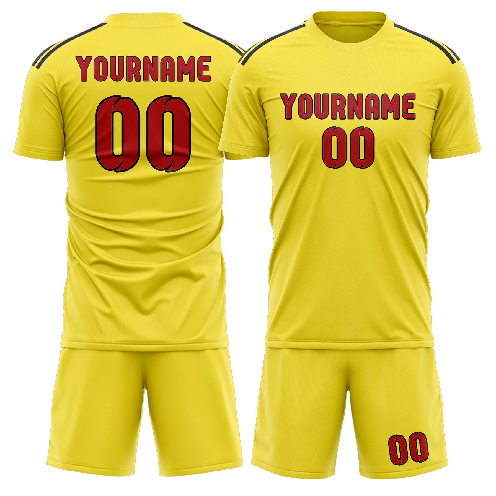 Custom Light Yellow Red Soccer Set
