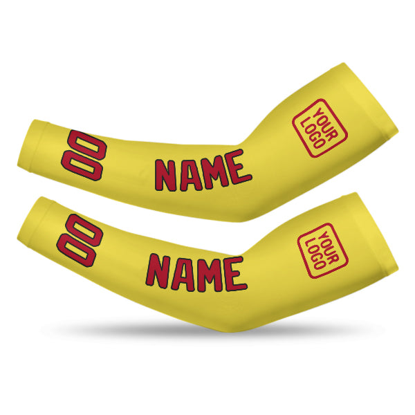 Custom Light Yellow Red Arm Sleeve