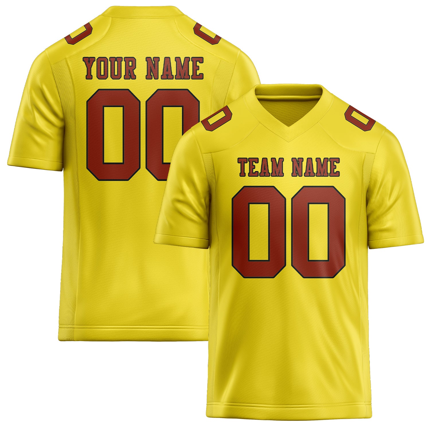 Custom Light Yellow Coral Red Football Jersey