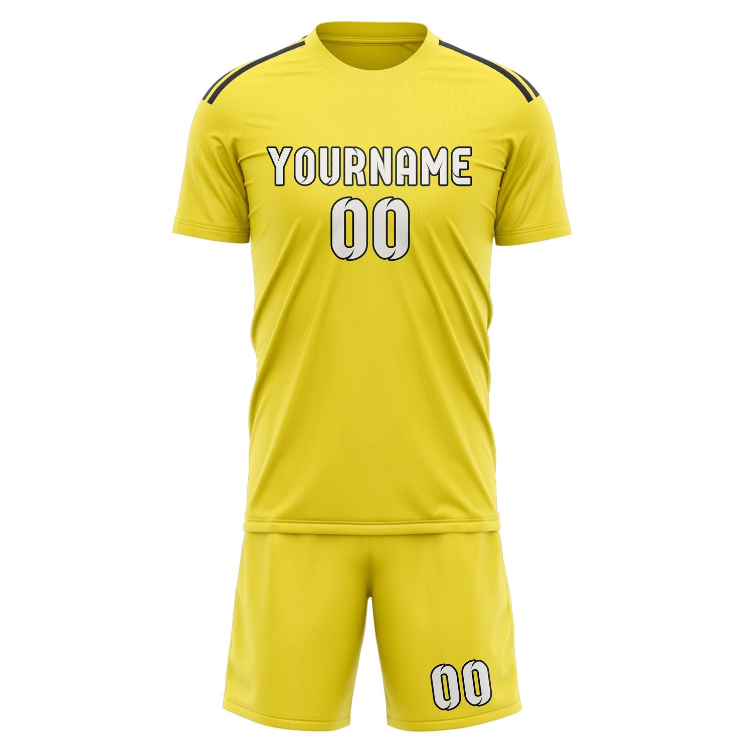 Custom Light Yellow White Soccer Set