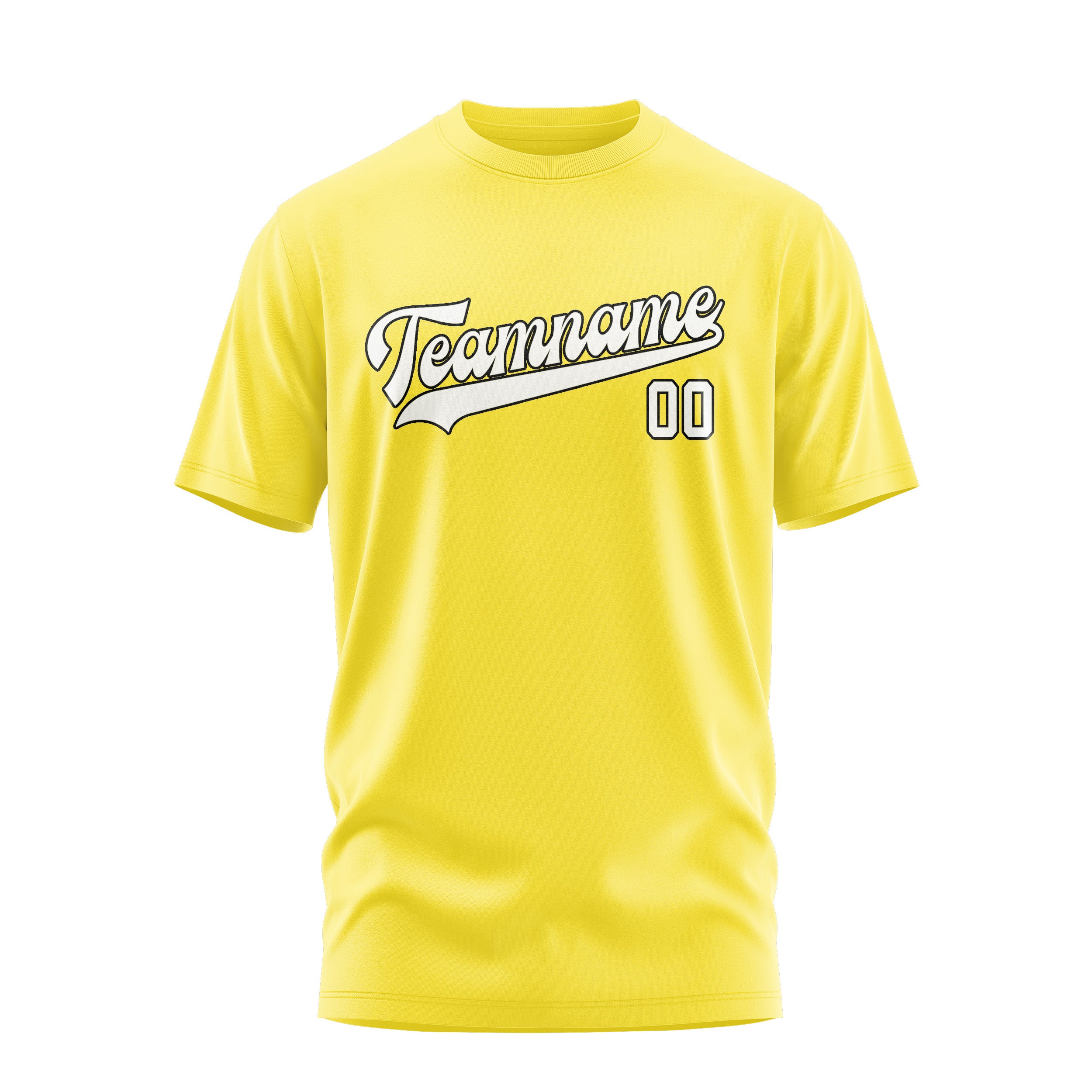 Custom Light Yellow White T-Shirt
