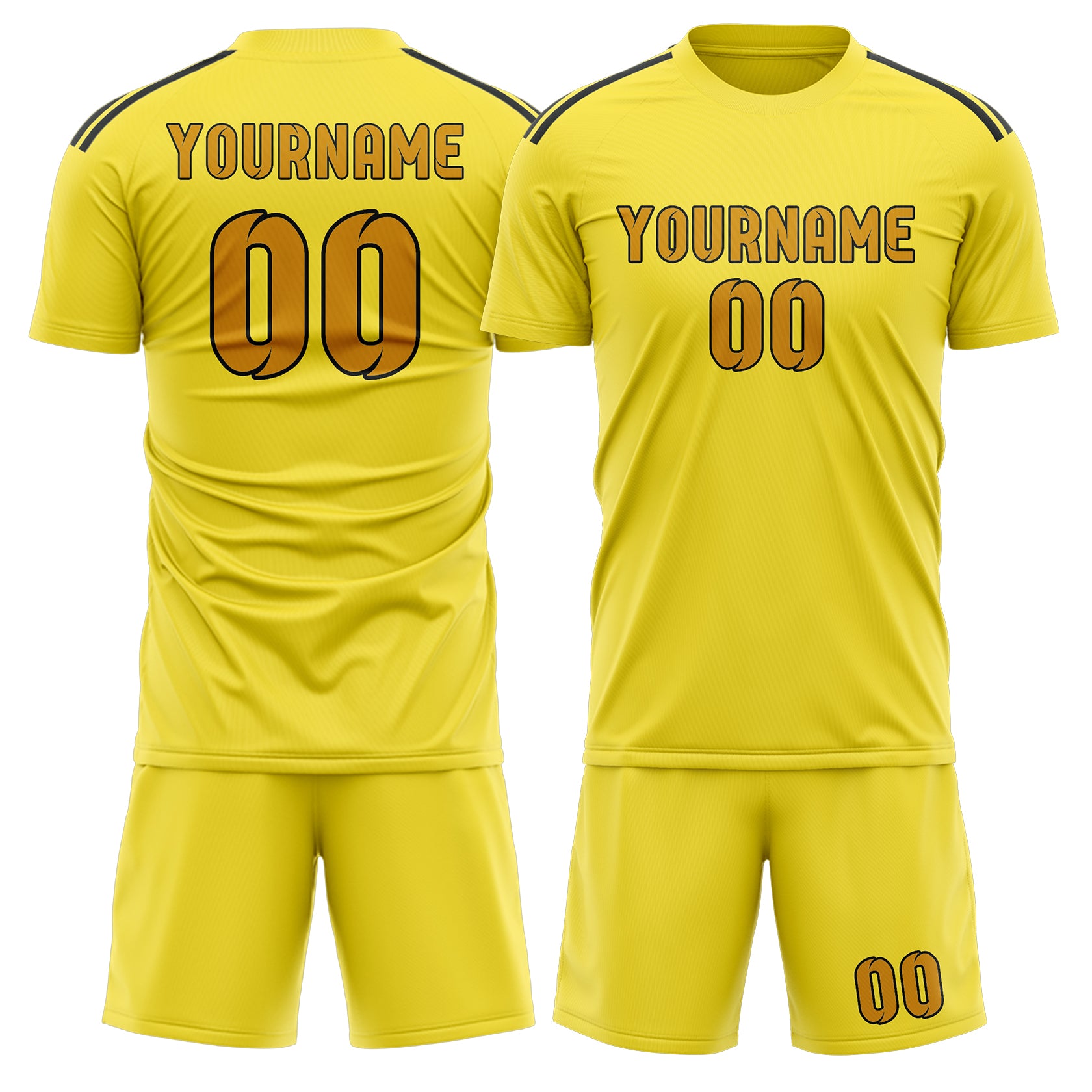 Custom Light Yellow Yellow Soccer Set