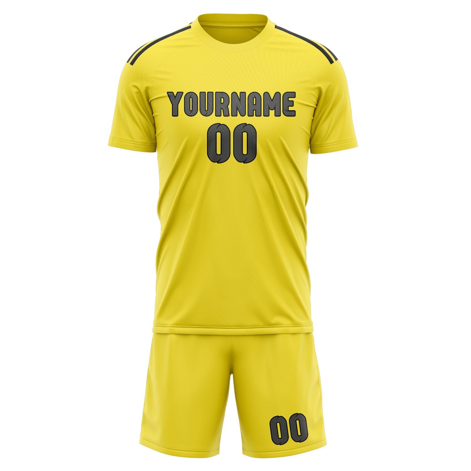 Custom Light Yellow Dark Grey Soccer Set