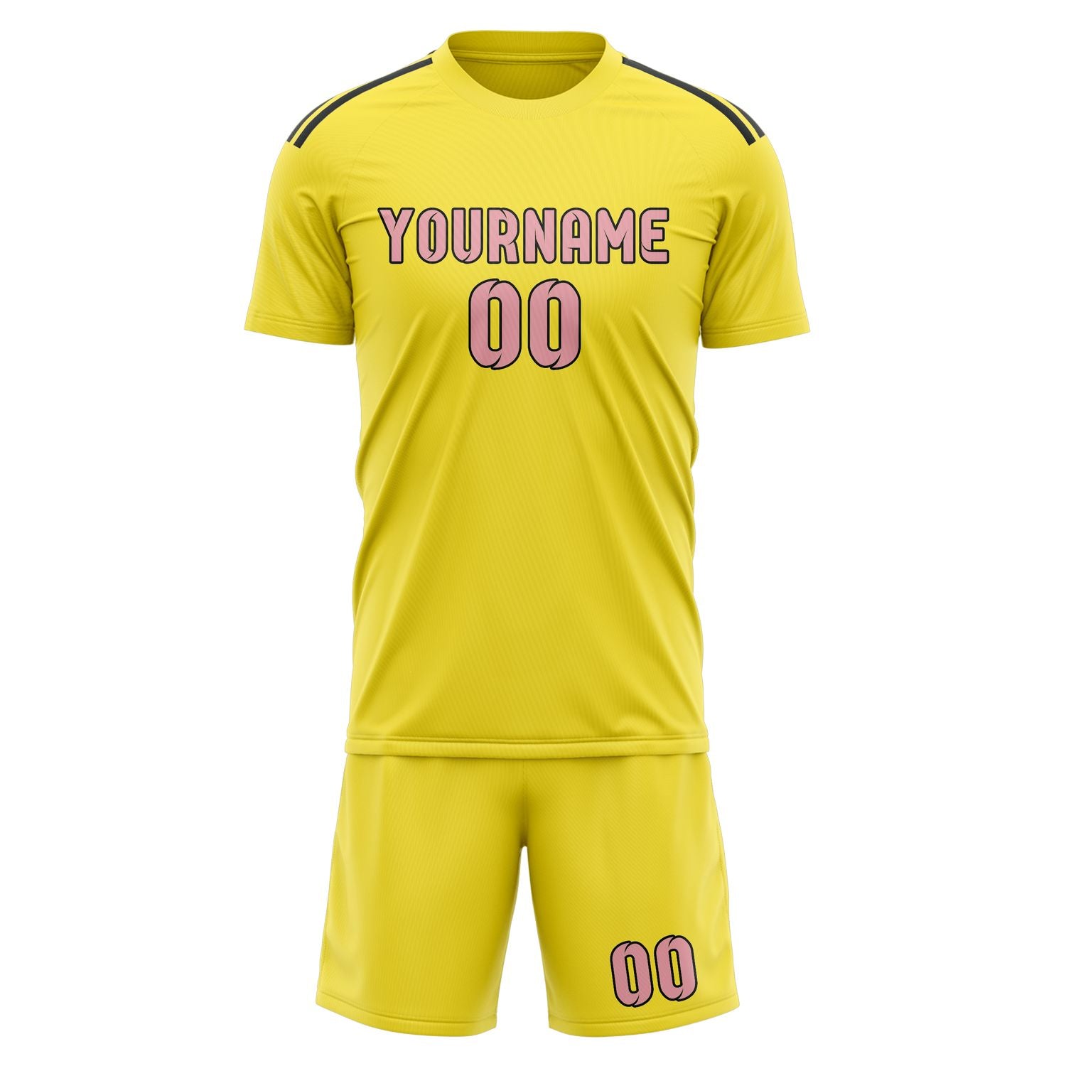 Custom Light Yellow Light Pink Soccer Set