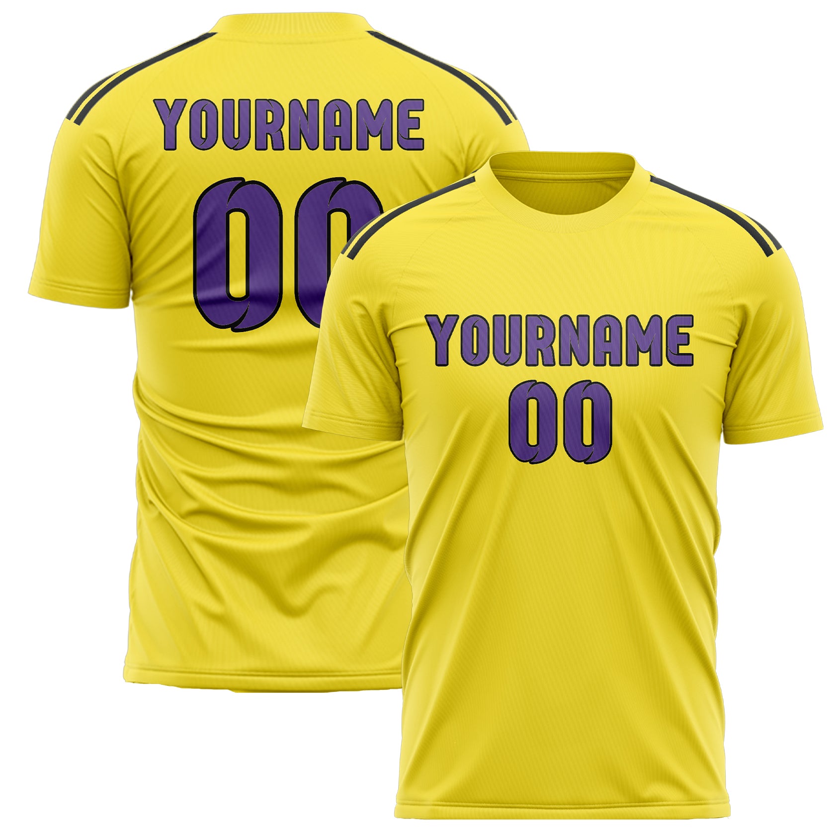 Custom Light Yellow Light Purple Soccer Jersey