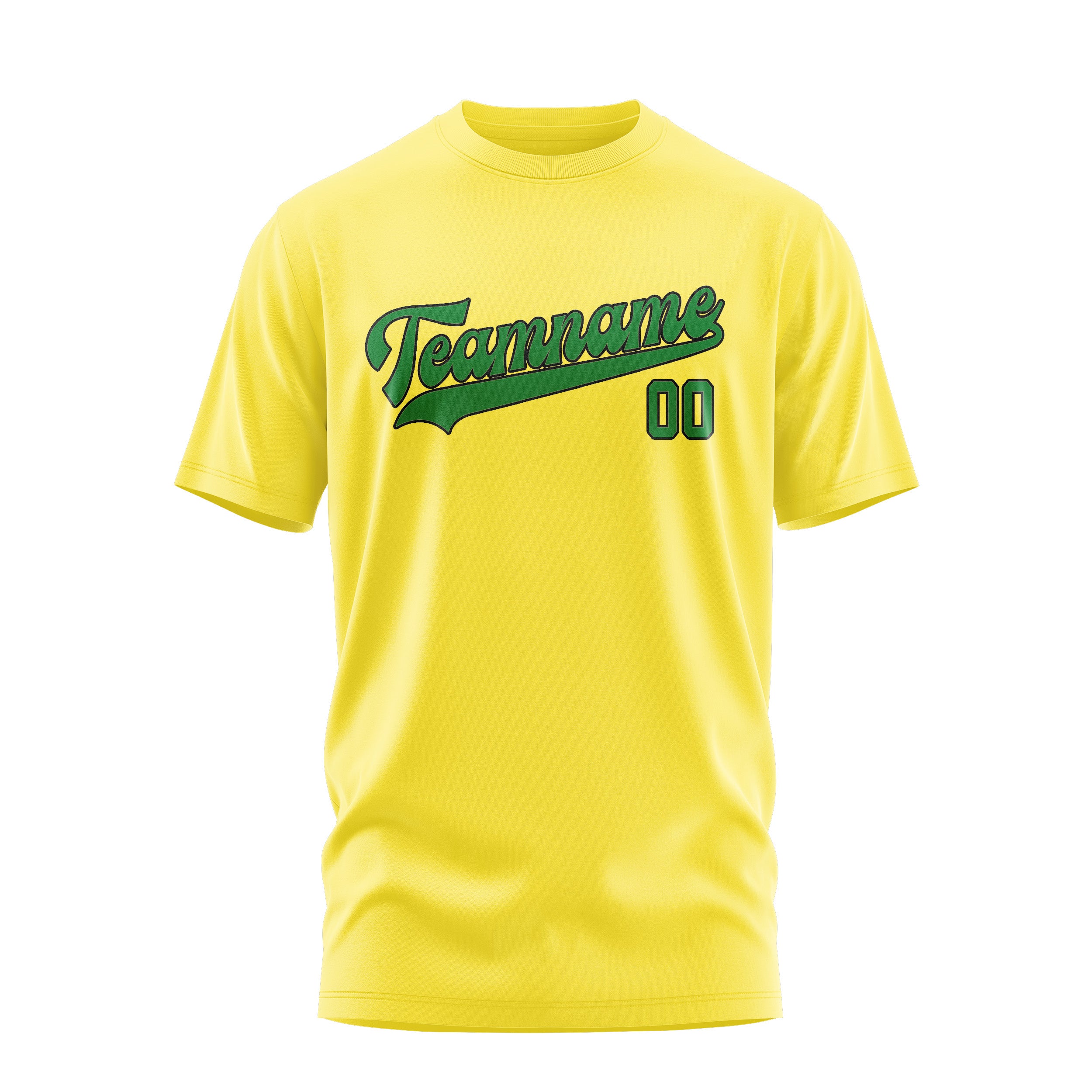 Custom Light Yellow Emerald Green T-Shirt