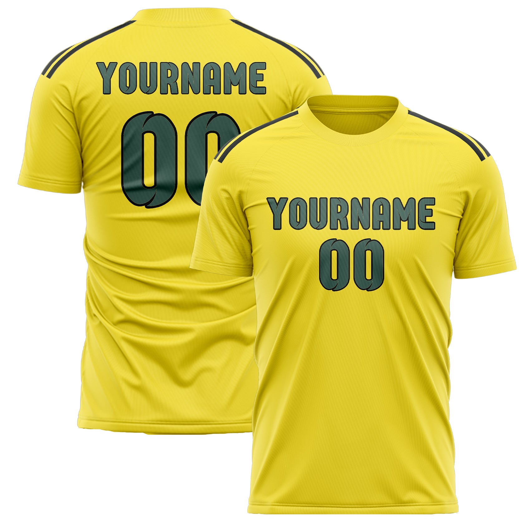 Custom Light Yellow Blue Green Soccer Jersey