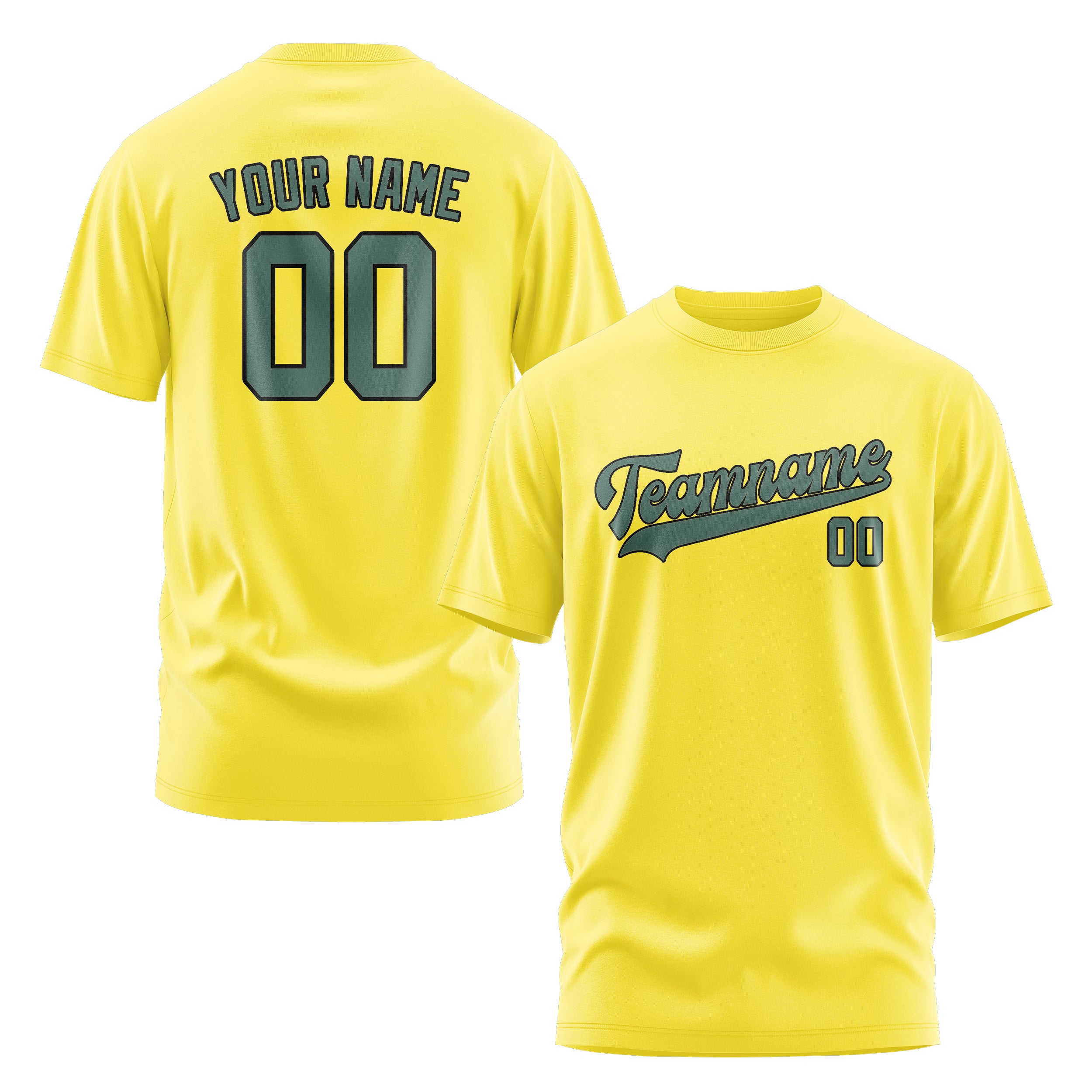 Custom Light Yellow Blue Green T-Shirt