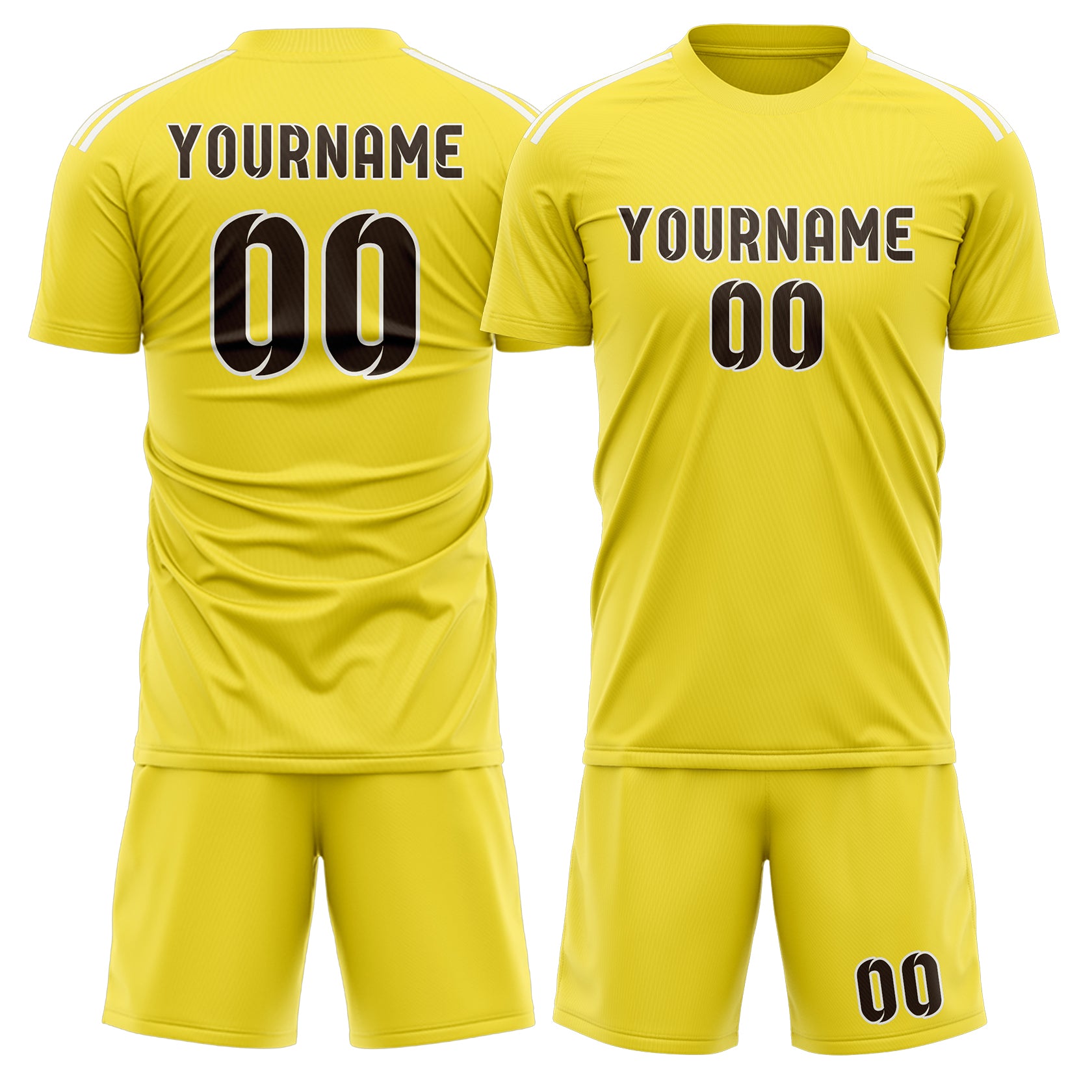 Custom Light Yellow Brown Soccer Set