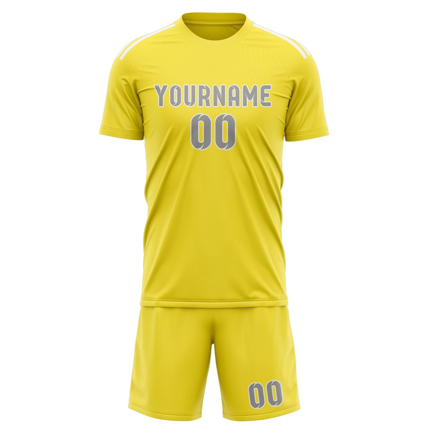 Custom Light Yellow Gray Soccer Set