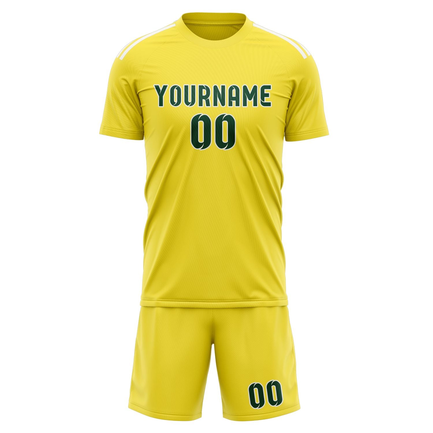 Custom Light Yellow Green Soccer Set